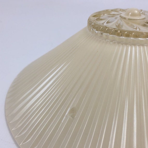 Vintage Frosted Cream Glass Ceiling Light Shade Cover Crimped Accordion