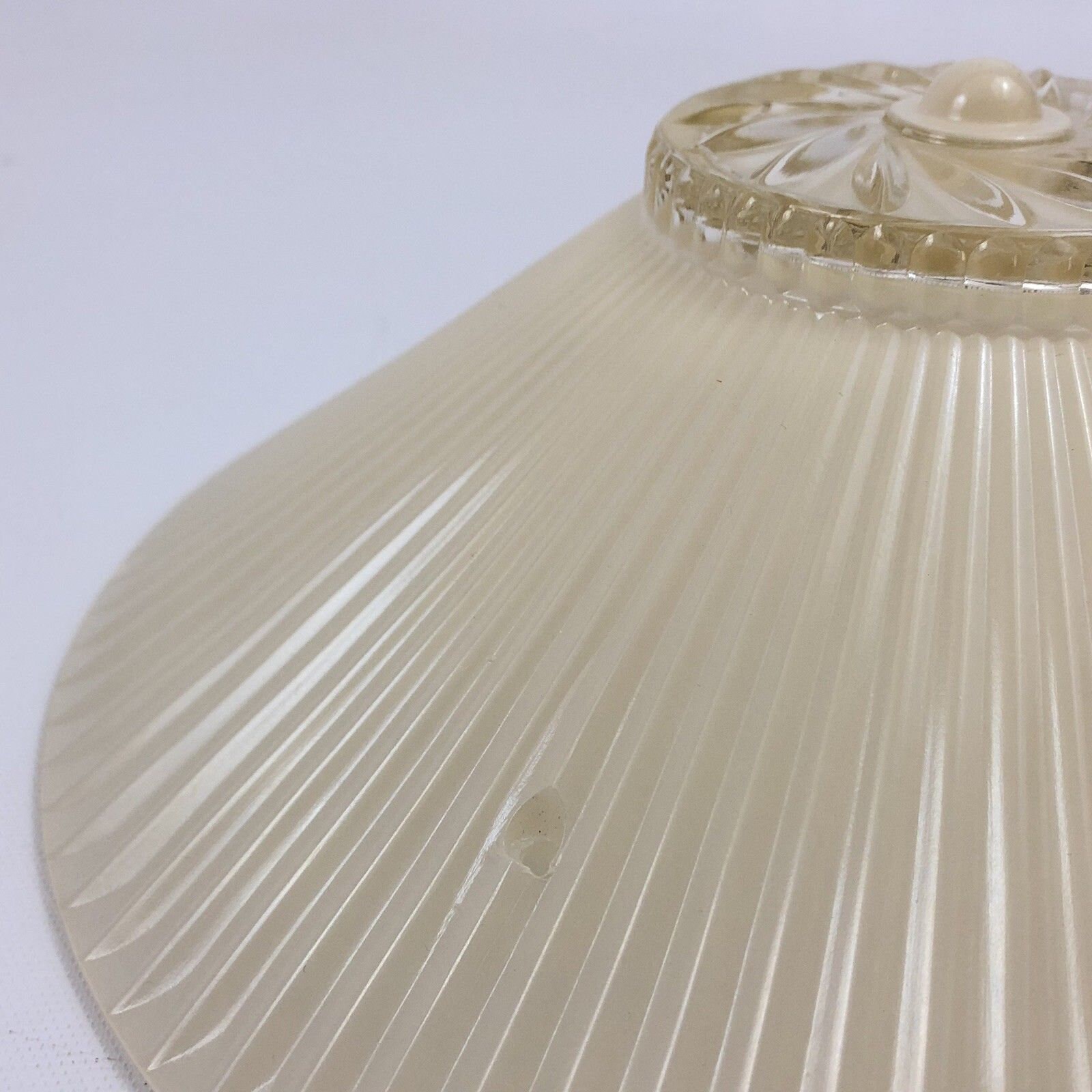 Vintage Frosted Cream Glass Ceiling Light Shade Cover Crimped Etsy
