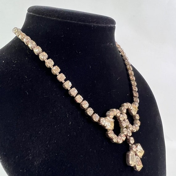 Vintage 30s 40s Faceted Crystal Tennis Necklace B… - image 2