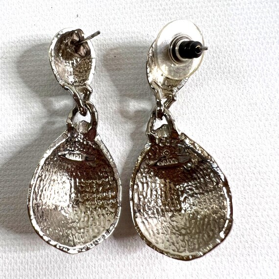 Avon Hammered Silver Tone Post Back Earrings Tear… - image 3