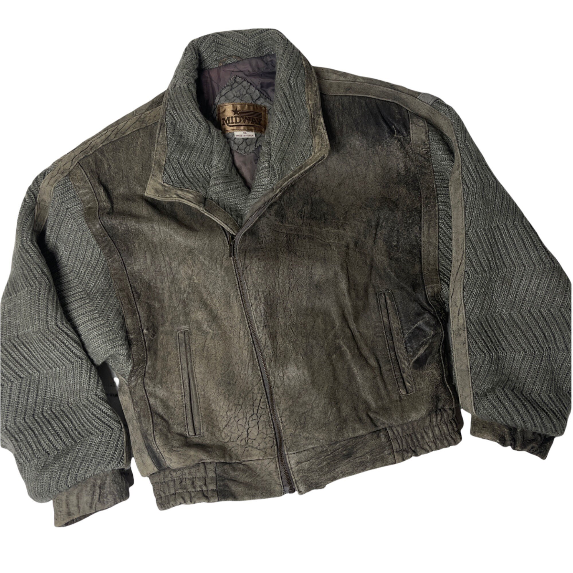 Vintage 80s Midway Gray Suede Leather 