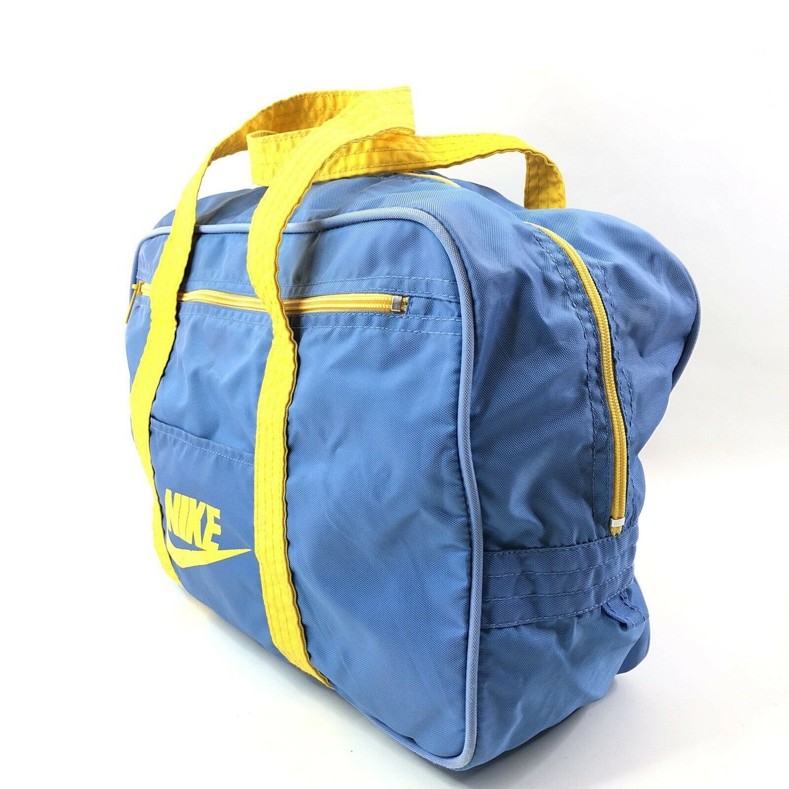 Nike BRS Duffle Bag Light Blue Yellow Nylon Zippered Gym Bag Etsy