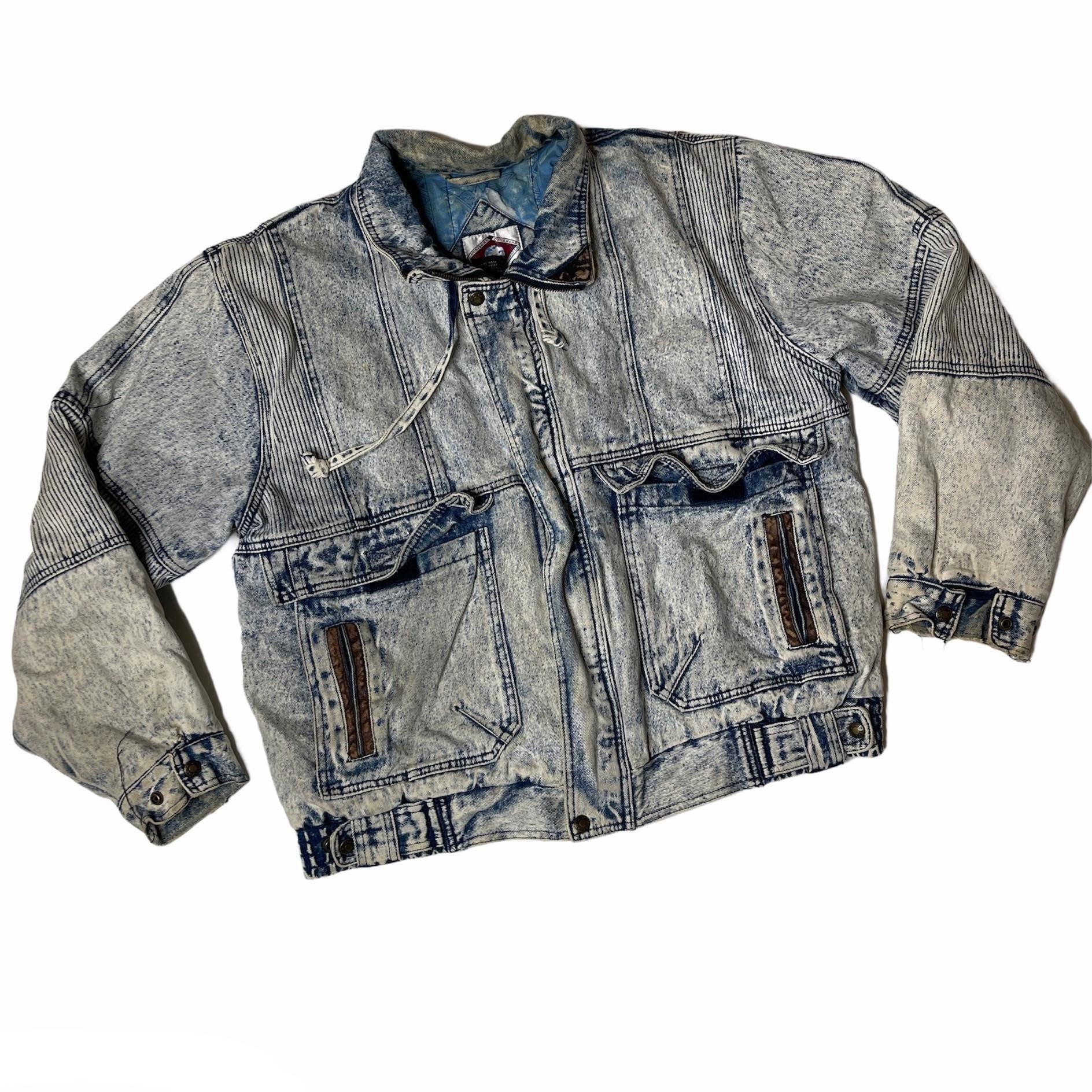 Vintage 80s Acid Wash Jean Jacket Large 