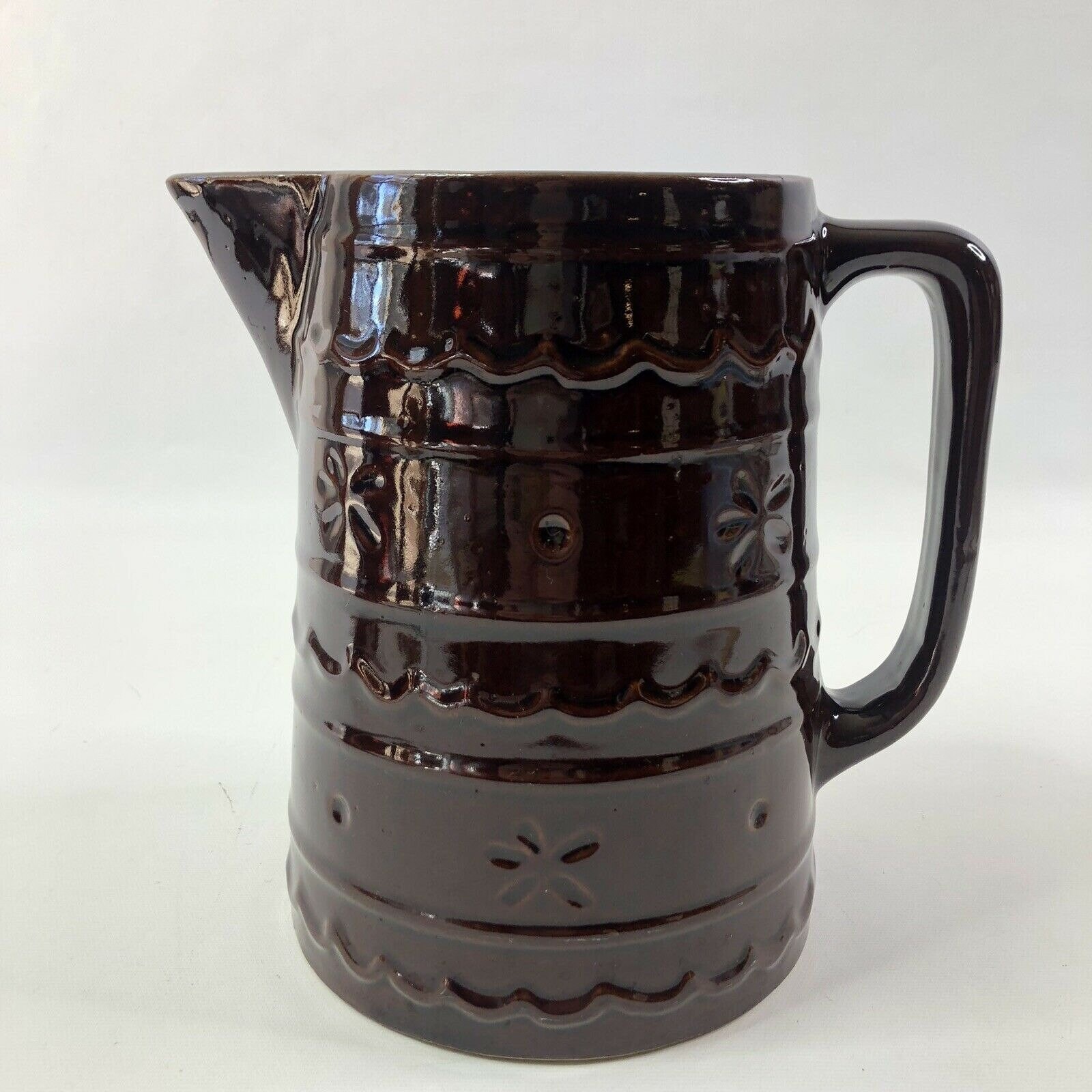 Vintage Marcrest Stoneware Brown Pitcher Daisy Dot Floral Etsy