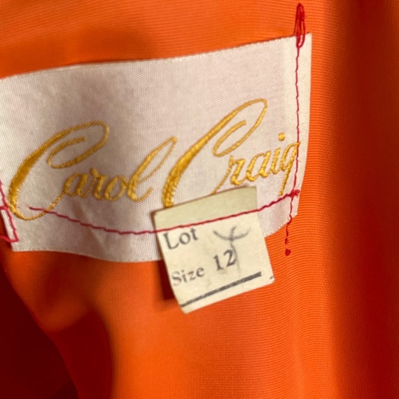 Carol Craig Vintage Mini Dress Size 12 Orange Pin… - image 9