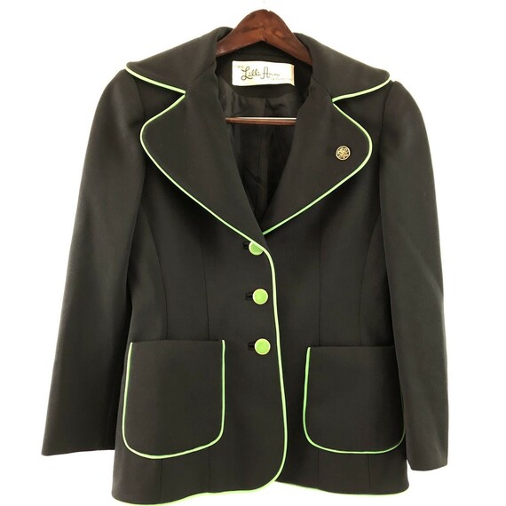 Vintage Lilli Ann Ladies Blazer Black Jacket Gree… - image 1