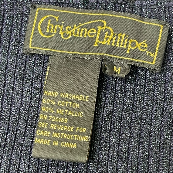 Vintage Christine Phillipe Metallic Blue Sweater … - image 6