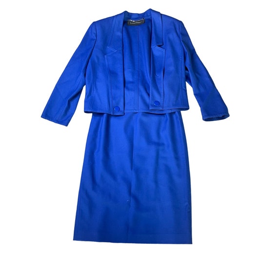 Vinage Louis Féraud Cobalt Blue Skirt Set Size Sm… - image 1