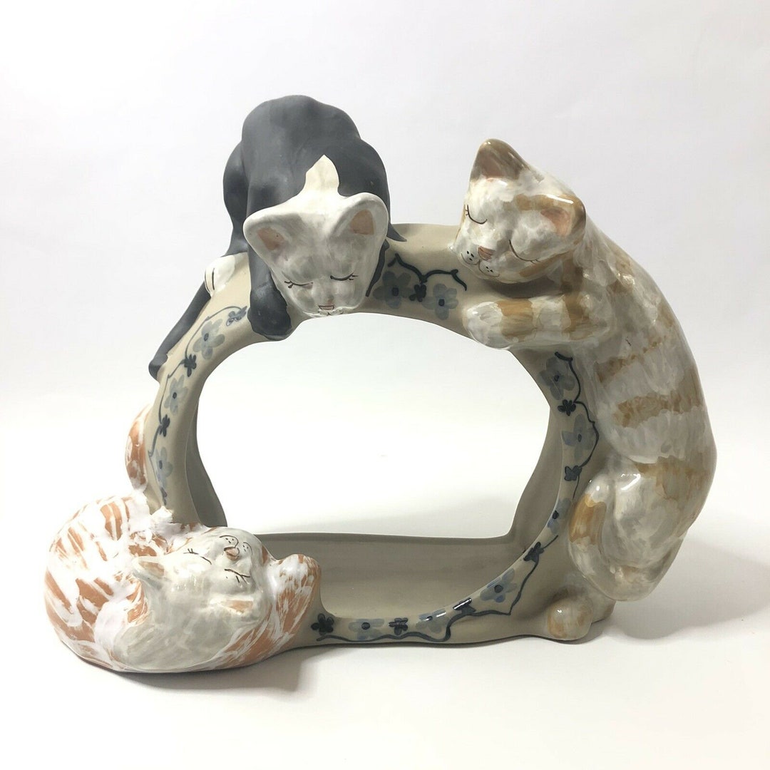 Louisville Stoneware Classy Cats Fish Bowl Holder Vintage Etsy