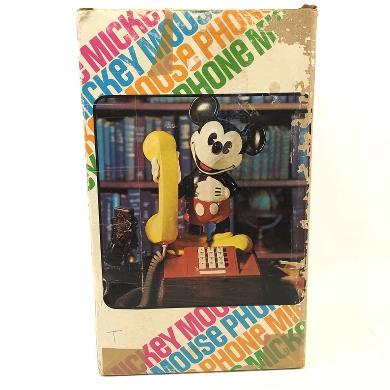 Vintage 1976 The Mickey Mouse Push Button Telephone With Original Box
