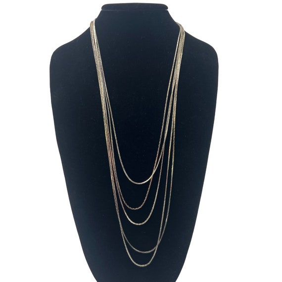 Silverplated Multistrand Necklace Cascading Lengt… - image 1