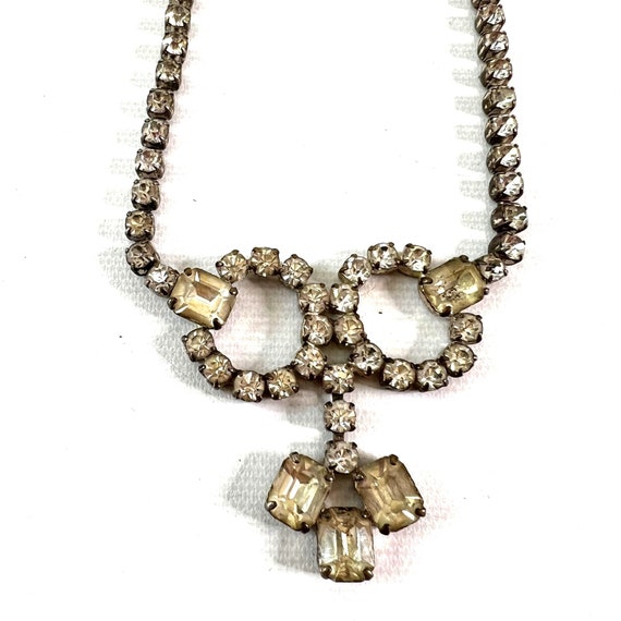Vintage 30s 40s Faceted Crystal Tennis Necklace B… - image 4