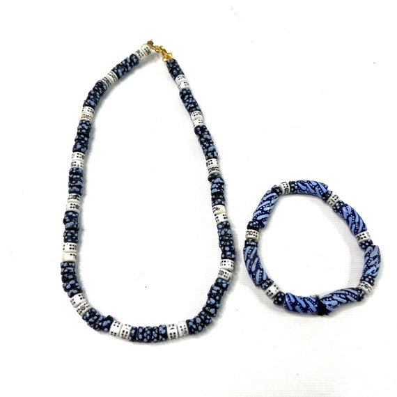 Handmade Terracotta Beaded Necklace Bracelet Ethn… - image 1