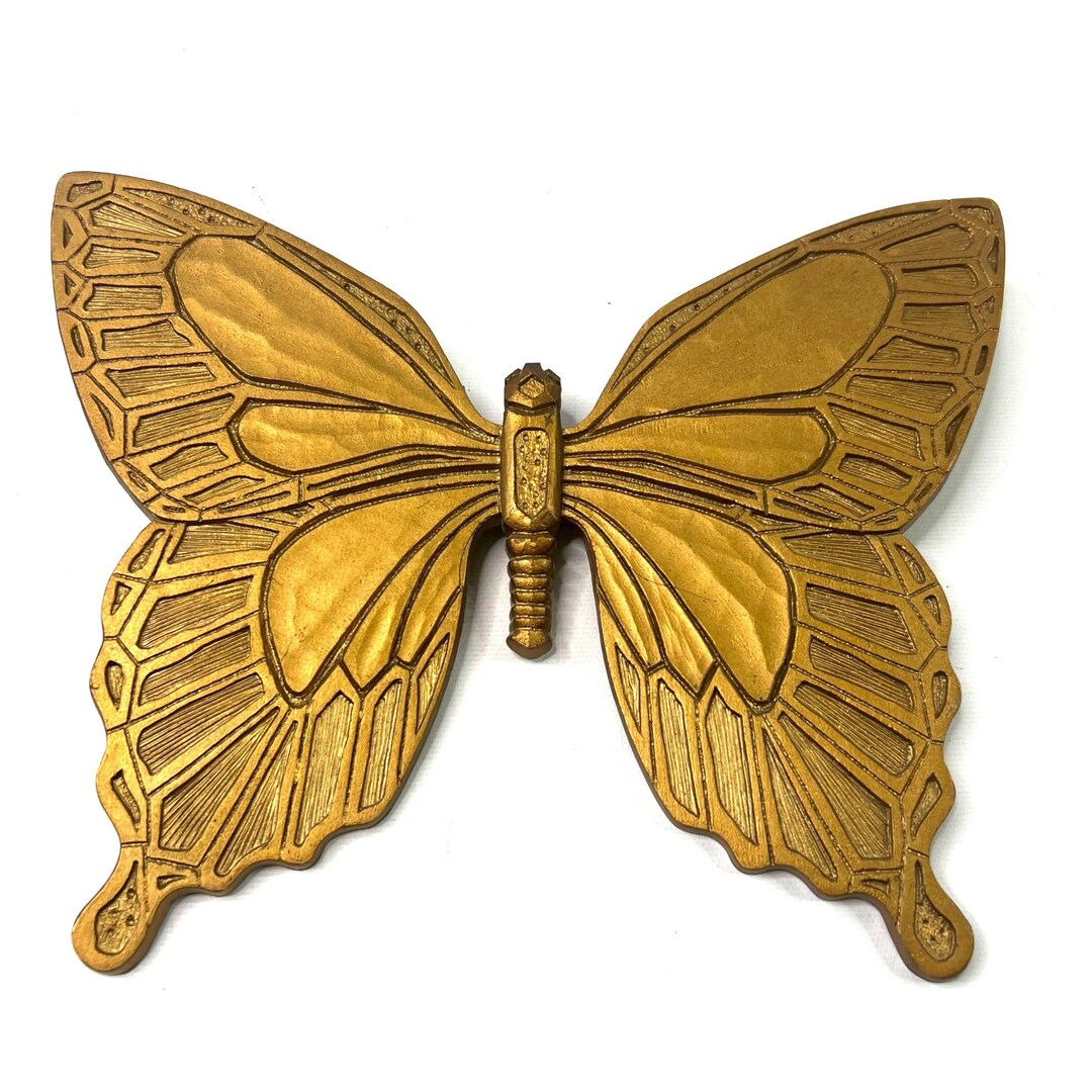 Vintage Syroco Gold Butterfly Wall Art Mid Century Hollywood Etsy