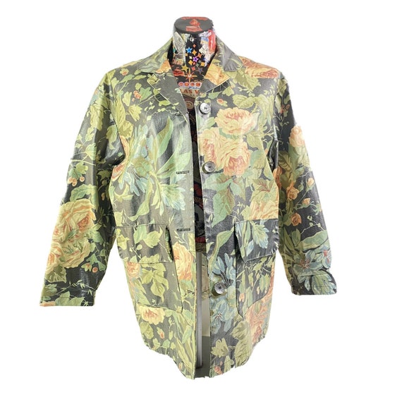 Vintage Nordic House Jacket Rain Coat Floral Gray