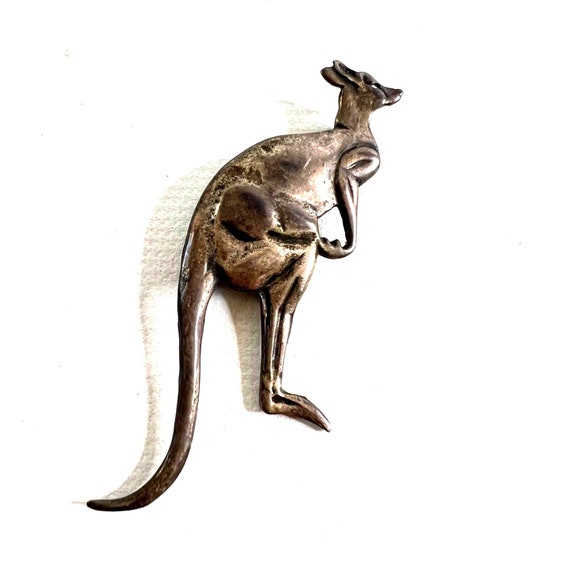 Vintage Sterling Silver Kangaroo Brooch C Hook Cl… - image 1