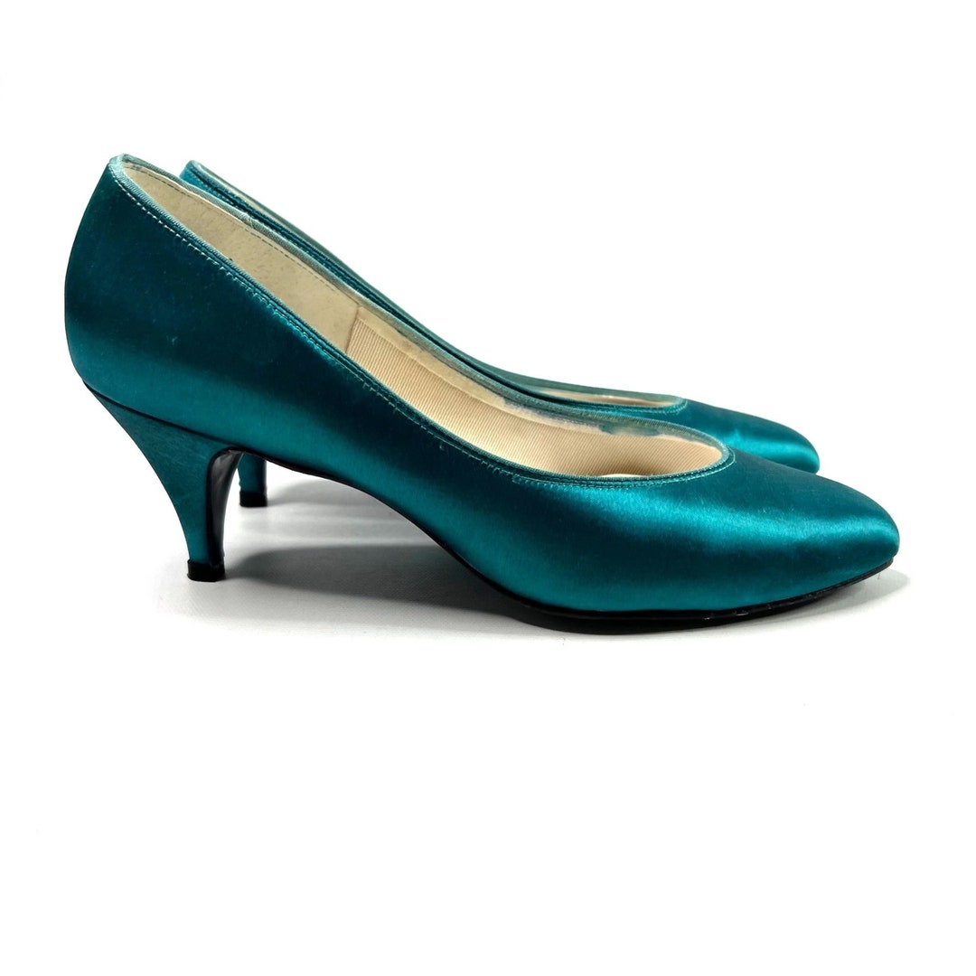 Vintage Dyed Kitten Heals Teal Green Size 9 Prom Formal - Etsy