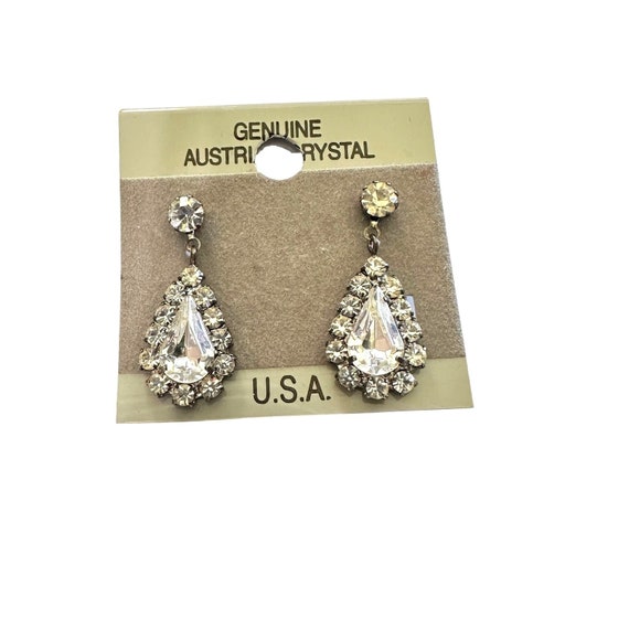 Vintage Austrian Crystal Dangle Earrings Formal B… - image 1