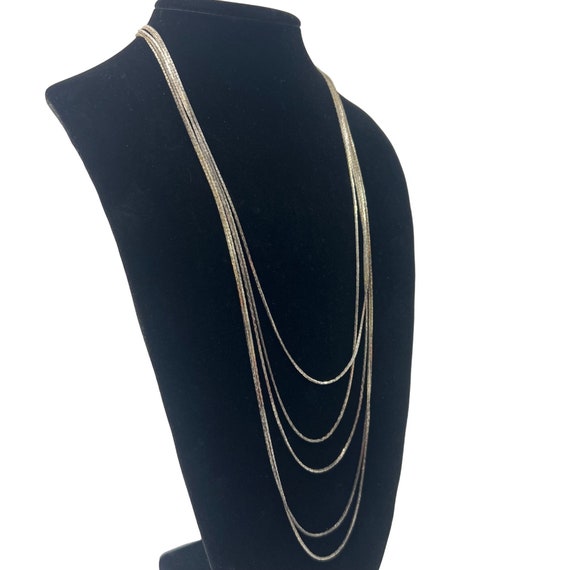 Silverplated Multistrand Necklace Cascading Lengt… - image 3