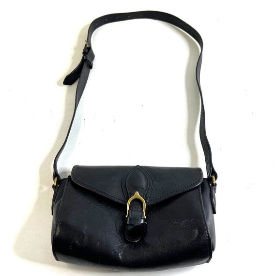 Massimo Dutti Black Leather Shoulder Bag Purse Unlined Magnet
