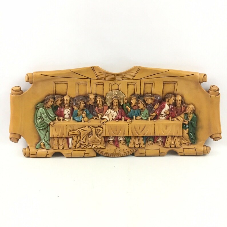 Jhs Hand Carved 3d Wood Last Supper Wall Mounted Decor Etsy