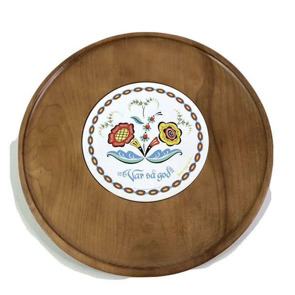 Berggren Original Tile Help Yourself Inlaid in Wood Plate Wall Hanging Vintage