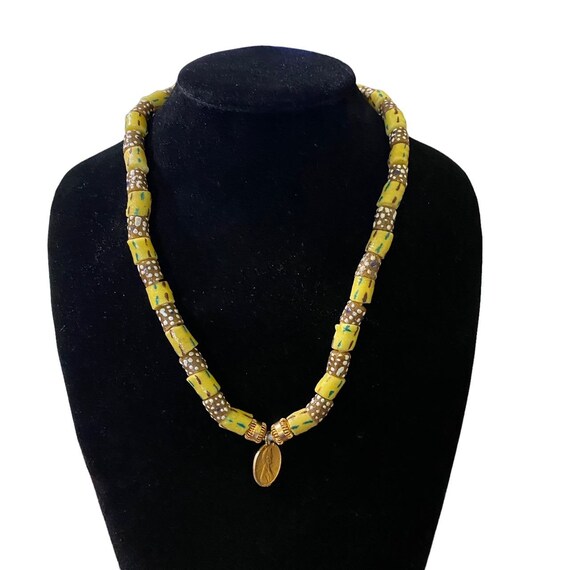 Handmade Beaded Necklace Yellow Ethnic Cultural Afric… Gem