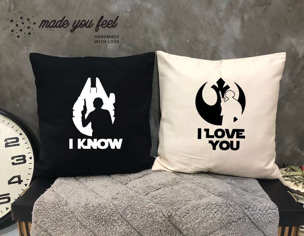 Princess Leia Han Solo I love you I know Art Prints Chevron Zig Zag Modern Qty 2 Bedroom Decor Valentines Star Wars Engagement Wedding Gift