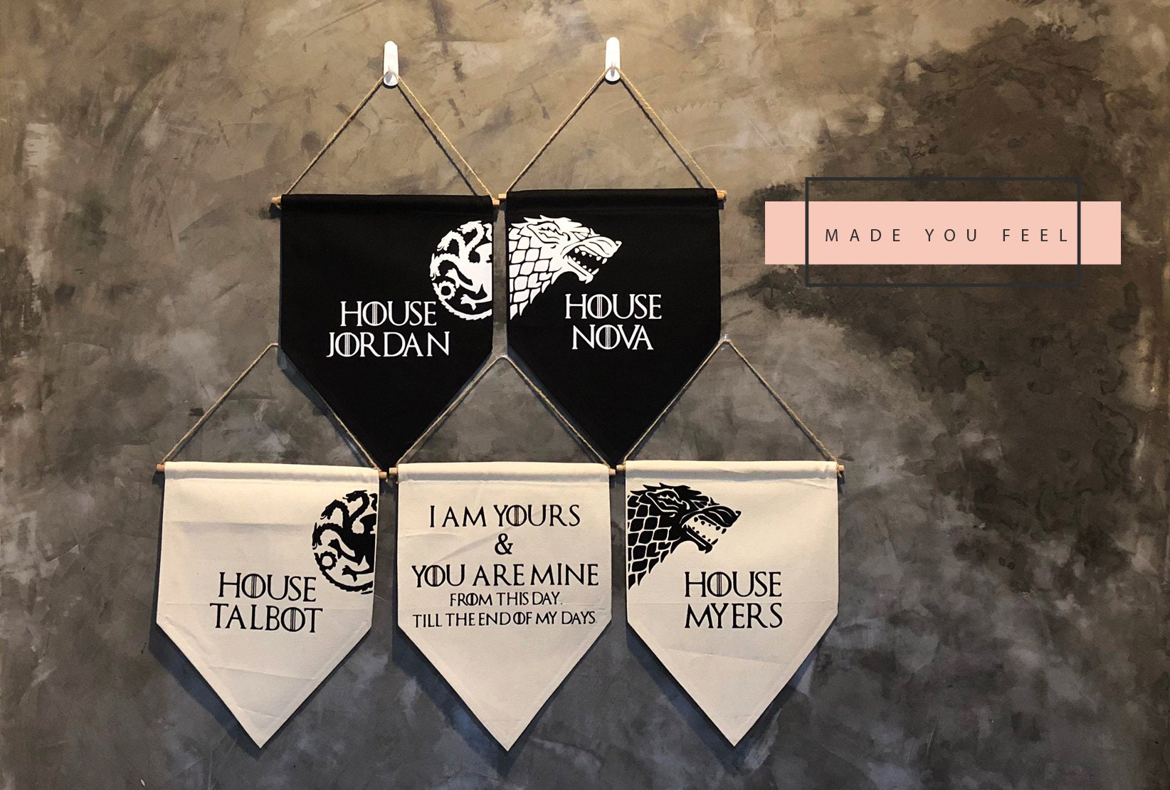 Custom Personalized Game of Thrones House Banner Hanging Ready Etsy