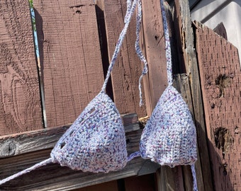 Speckled Purple Crochet Bikini Top