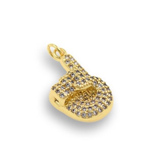 Micropavé CZ Gesture Pendant,18K Gold Filled Hand Pendant,Sign Language Charm,Gesture Necklace,Hand Pendant,DIY Jewelry Supplies,12x22x6mm