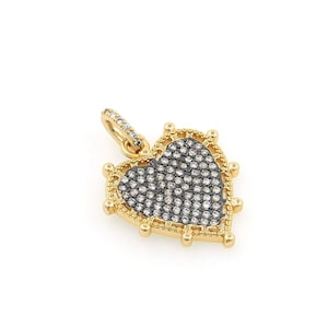 Micropavé CZ Heart Pendant, 18K Gold Filled Heart Necklace, Love Charm, Heart Jewelry, DIY Jewelry Supplies, 25x18.5x2mm