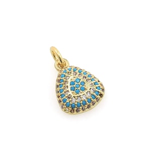 18K Gold Filled Triangle Pendant, Micropavé CZ Turquoise Pendant, Fashion Pendant, Boho Pendant, DIY Jewelry Supplies, 16x10x3.2mm