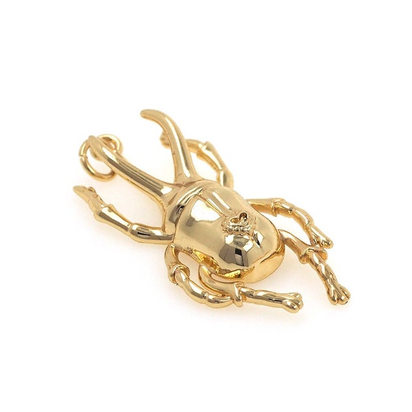 Pendentif délicat beetle, collier d’insectes rempli d’or 18K, charme de scarabée en or, bijoux d’animaux, accessoires de bijoux DIY, 41x16.5x7mm