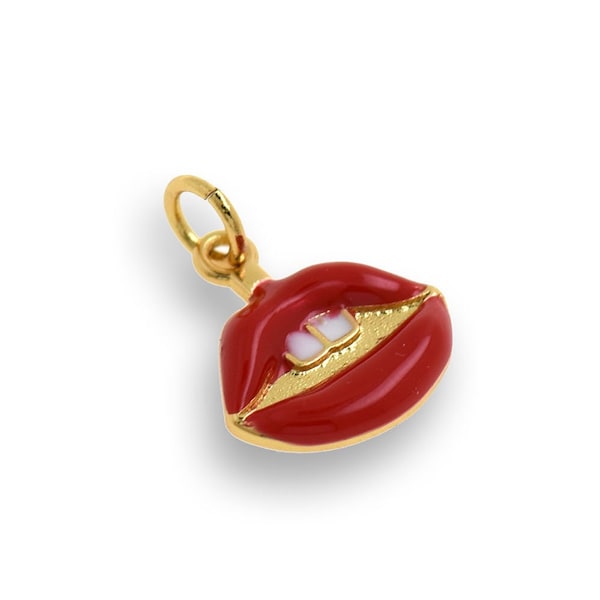 Red Lips Necklace Etsy