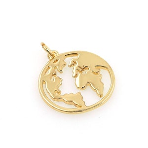 18K Gold filled Runder Erde Anhänger, Offene Erde Halskette, Planet Anhänger, Erde Charm, DIY Schmuckzubehör, 22x18x1mm