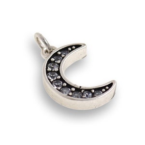 Micropavé CZ Moon Pendant, Crescent Moon Charm, Moon Jewelry, Moon Necklace, DIY Jewelry Supplies, 13x9mm
