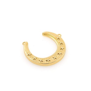 18K Gold Filled Star Moon Pendant, Crescent Necklace, Crescent Moon Charm, Star Necklace, Starburst Charm, DIY Jewelry Supplies, 22.5x23x3mm
