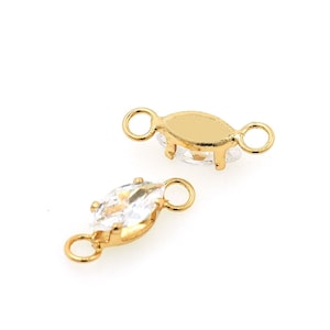 CZ ドロップ ジルコン コネクタ、18K ゴールドフィルド ウォーター ドロップ ジルコン コネクタ ブレスレット ネックレス イヤリング ジュエリー製作用、3.8x13x4mm