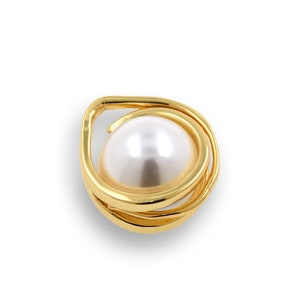 18K ゴールドフィルド パールペンダント、ラウンド パールペンダント、シンプルネックレス、パールチャーム、15 x 18 mm
