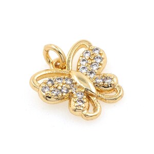 18K Gold Filled Butterfly Cutout Pendant, Micropavé CZ Butterfly Charm, Butterfly Necklace Charm, Flying Pendant,For Jewelry Making