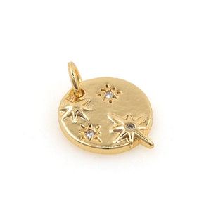 18K Gold Filled Round Polaris Pendant, Micropavé CZ Polaris Necklace, Octagon Jewelry, DIY Jewelry Supplies, 17x12x2mm