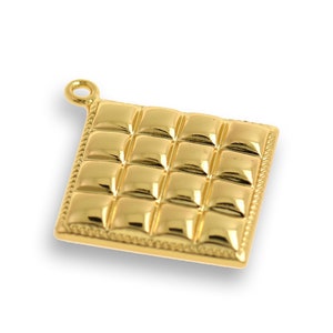 18K Gold Filled DIY Jewelry Making Supplies, Flat Square Pendant, Square Grid Jewelry, Geometric Necklace, 22x22mm