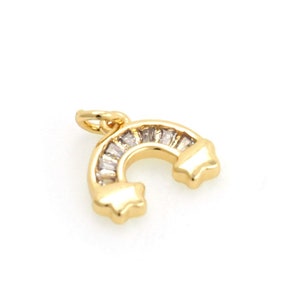 Micropavé CZ Rainbow Pendant,18K Gold Filled Rainbow Necklace,Star Charm,Rainbow Jewelry,Weather Charm,DIY Jewelry Supplies,11.5x12.5x1.5mm