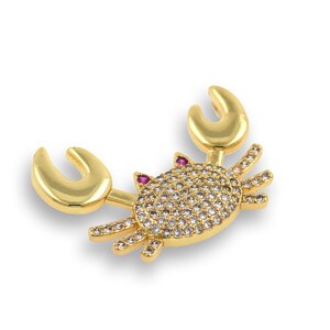 Micropavé CZ Crab Pendant, 18K Gold Filled Crab Necklace, Beach Charm, Animal Pendant, Crab Jewelry, DIY Jewelry Supplies, 29X21mm