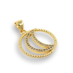 Micropavé CZ Round Hollow Moon Pendant, 18K Gold Filled Moon Necklace, Crescent Moon Charm, Moon Jewelry, DIY Jewelry Supplies, 18x20mm