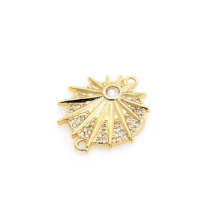 Micropavé CZ Celestial Jewelry Connector, Round Sun Connector, 18K Gold Filled Sun Charm, DIY Jewelry Making Accessories,21x17.5x2.5mm
