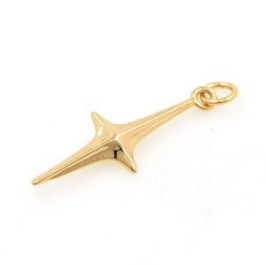 North Star Pendant, 18K Gold Filled North Star Necklace, Micropavé CZ Star Pendant, Starburst Charm, DIY Jewelry Supplies, 31x9.5x3.5mm