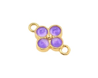 Zierliche Lila Gefüllte Blume Stecker,Emaille Runde Blume,Charme, personalisierte Schmuck Zubehör 12.5x8mm