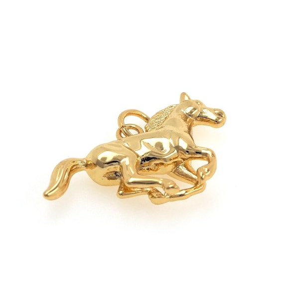 18K Gold Stuffed Horse Pendant, Gold Horse Pendant, Unique Horse Pendant, Animal Pendant, Animal Pendant, DIY Jewelry Supplies, 29x20x5mm
